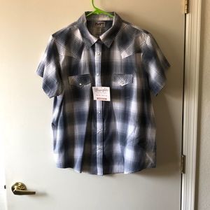 Wrangler Short Sleeve Button Down Shirt Size 3X NWT Gray